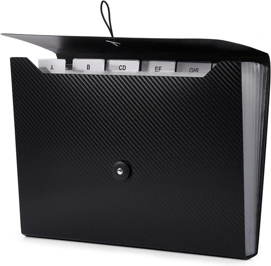 Cesil Black 7-Pocket Expanding File Folder, 33x24x3.5cm, A4, Letter, Polypropylene, Paper, 1x