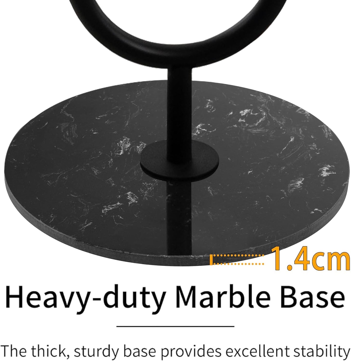 Coat Rack Stand, Metal Coat Tree with Bamboo Tray & 6 Hooks, Heavy Duty Marble Base Corner Coat Stand for Bedroom Hallway Entryway Living Room Office 13.78 x 13.78 x 68.11 Inches (Black)