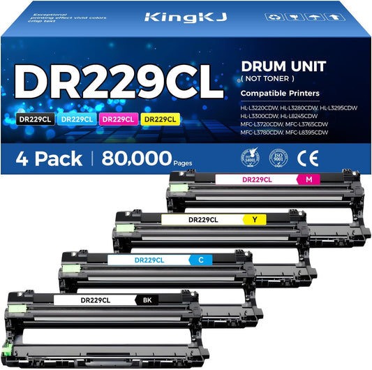 DR229CL Drum Unit (Not Toner)4-Pack Replacement Compatible for Brother DR-229CL Imaging Drum MFC-L3720CDW MFC-L3780CDW HL-L3220CDW HL-L3280CDW HL-L3300CDW HL-L3295CDW L8245CDW MFC-L8395CDW Printer Set