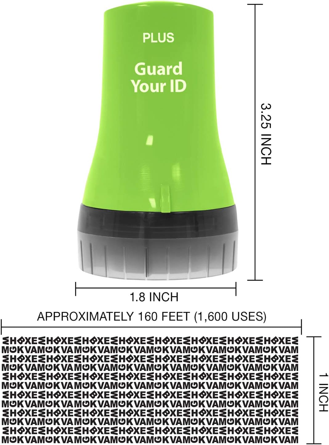 Guard Your ID Wide Advanced Roller 2.0 Identity Theft Prevention Security Stamp Green