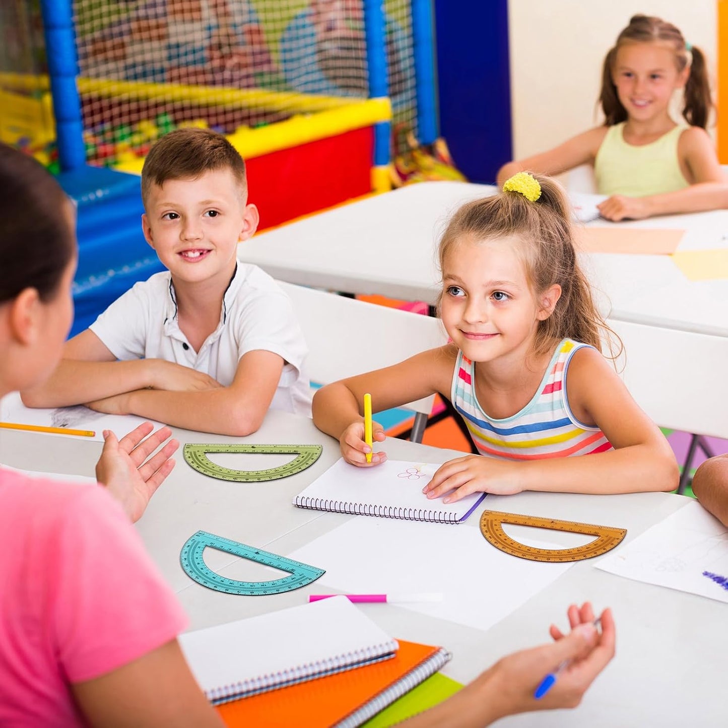 72 Pcs of Colorful Plastic Protractors 180 Degrees 6 Inches Mathematical Protractor Translucent Geometric for Learn Office Measurement Drawing