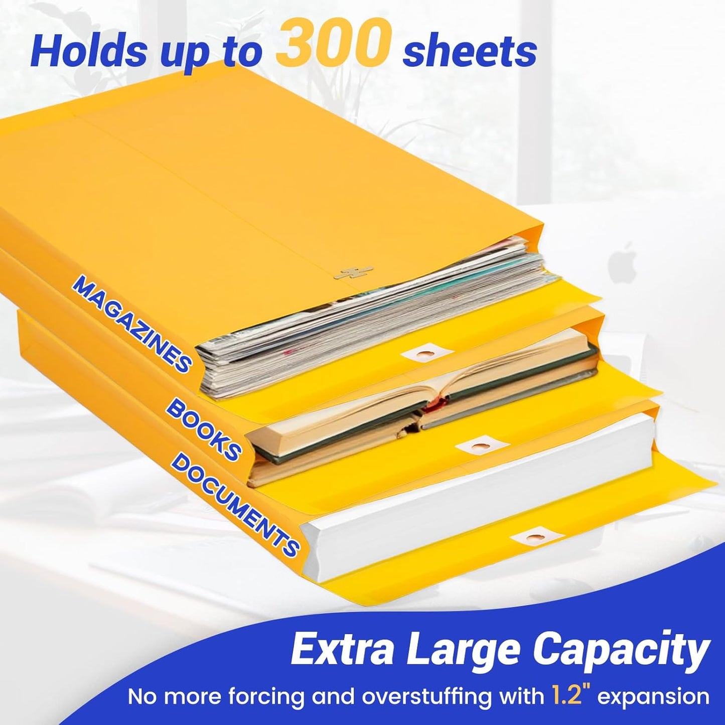 9x12 Expanding Manila Envelopes with Clasp 25 Pack, Goefun 180 GSM Heavyweight Expandable Manilla Folders 8.5 x 11 Letter Size, 1.2'' Expansion, for Home Office Business Storage and Organizing