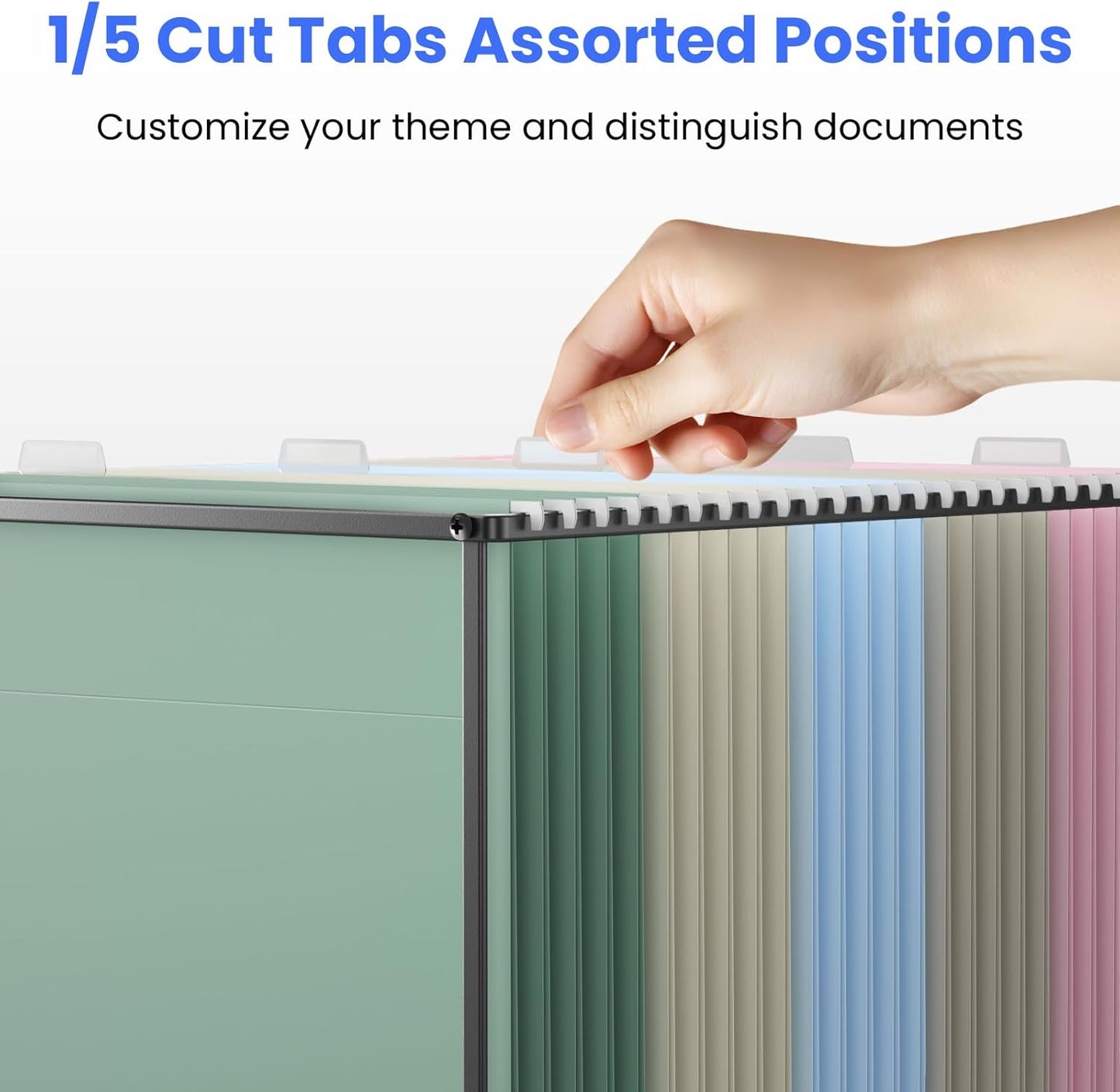 Hanging File Folders Letter Size, 25 Pack File Organizer Folders,1/5-Cut Tabs with Hanging File Folder Frame, Heavy Duty 1 Inch Expansion, Stay Organized for Your Home and Office Bulk File.