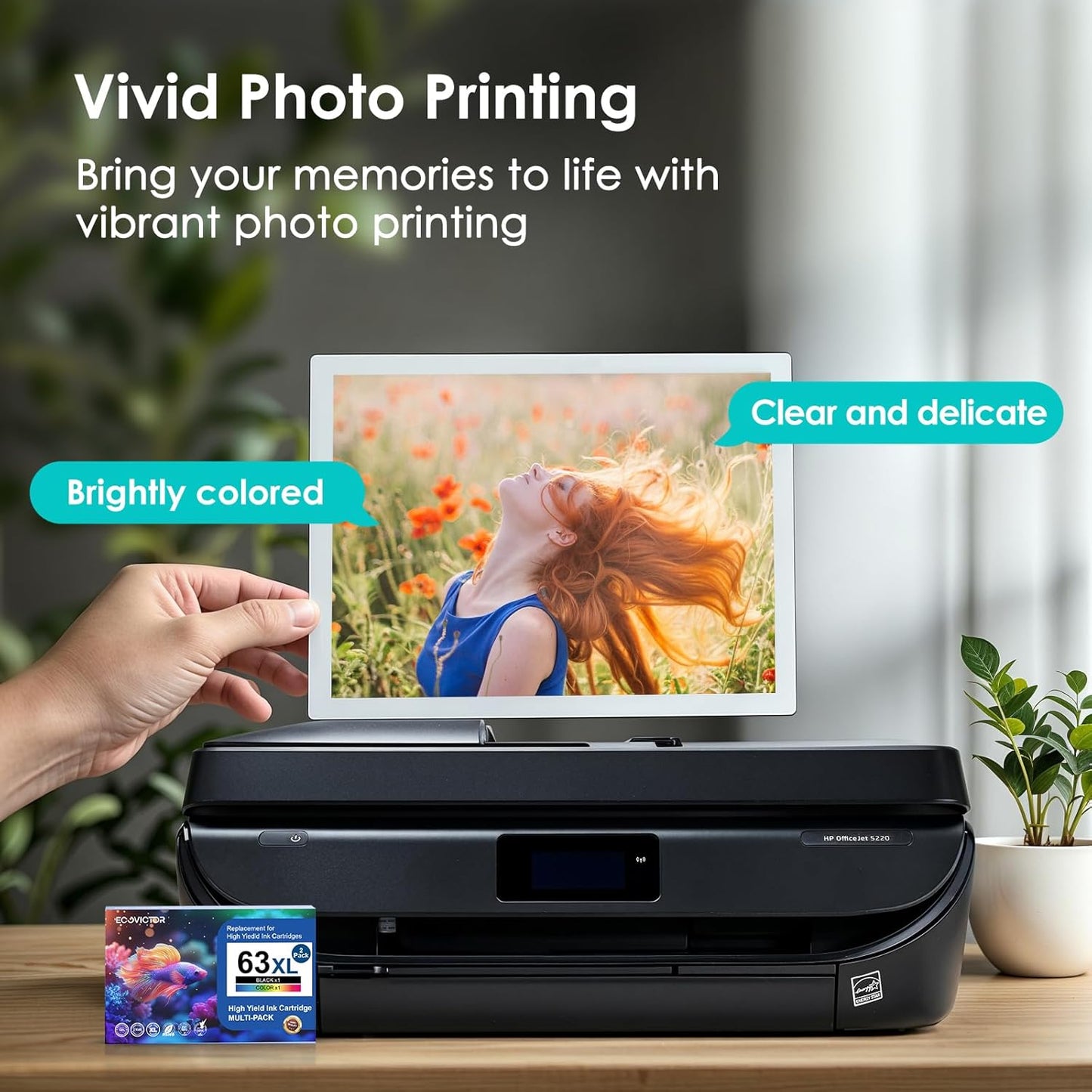 Eco-Friendly Remanufactured Ink Cartridge Replacement for HP 63 63XL HP63 Black and Color Combo 2 Pack for 3830 4650 4652 4655 4520 4512 5255 5258 5252 5200 3833 3630 3632 2132 2130 Printer