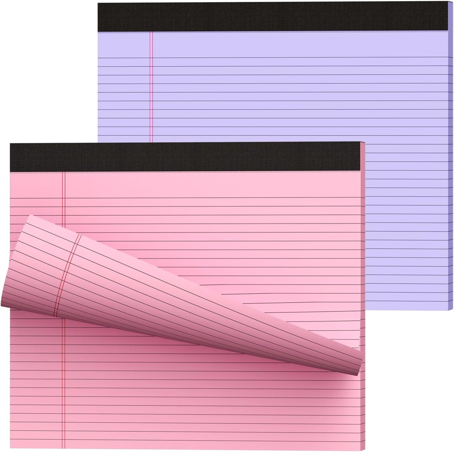11" x 9.5" Legal Pads College Ruled Notepad 2 Pack Pink & Purple Colored Note Pads 30 Sheets Lined Paper Pads 80 GSM Legal Pad Perforated Writing Pads with Sturdy Back for School, Office, Home