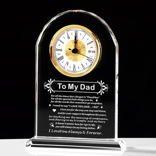 Dad Gifts - Delicate Dad Birthday Gifts from Daughter Son ,Christmas Fathers Day Birthday Gifts for Dad, Ideas, Glass Clock Gift, Birthday Gifts for Dad Who Wants Nothing (Battery not Included) (Dad Gifts)
