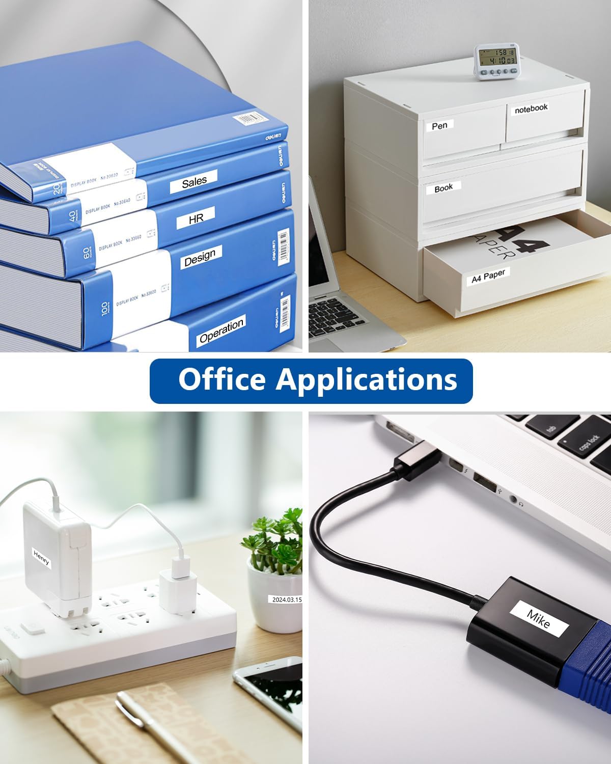 6-Pack TZ 18mm 0.7 Inch Laminated Multi Color Compatible for P Touch Label Tape TZe-141 241 441 541 641 741 for Ptouch PT-D400 PTD410 D610BT D600, Clear/White/Red/Blue/Yellow/Green