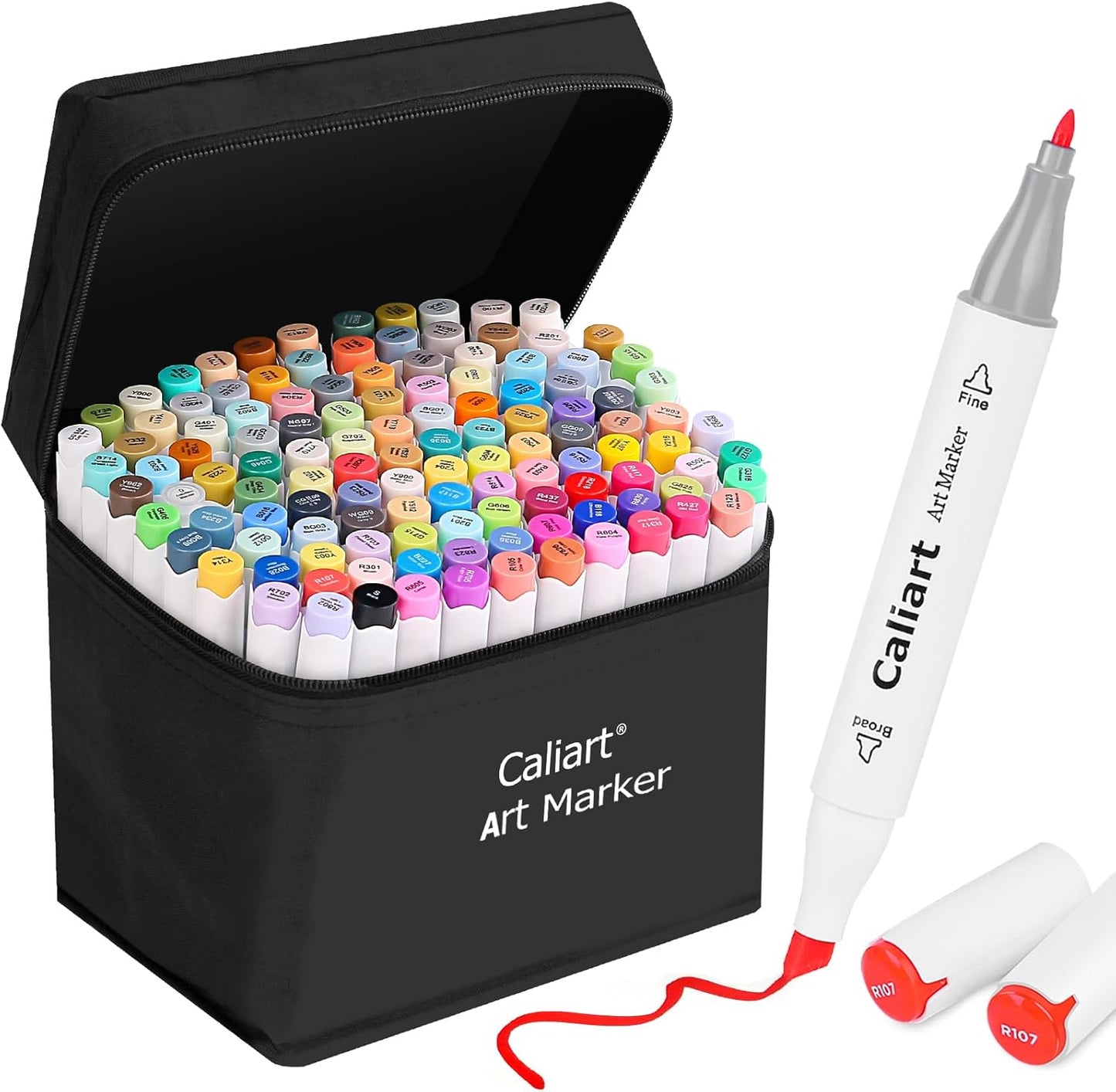 Caliart 121 Colors Dual Tip Art Markers Sketch Pens, Easter Basket Stuffers for Kids Teens Toddler, Permanent Alcohol Based Markers for Adult Book Eggs Decorations Gift Drawing Supplies Kit