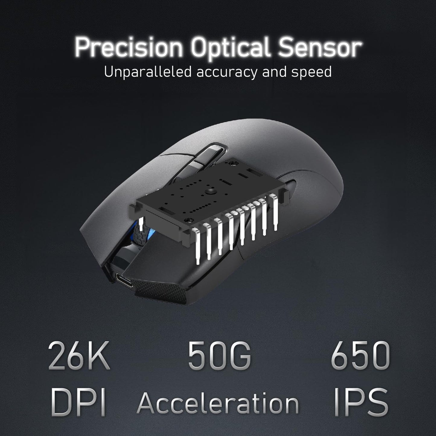 iRocks M31R Wireless Gaming Mouse, Triple Mode 2.4G/ Bluetooth/USB-C Detachable Cable Gaming Mouse, Kailh GM8.0 Mouse Switches, Advanced PixArt PAW3395 Optical Sensor, Up to 26,000 DPI - Black