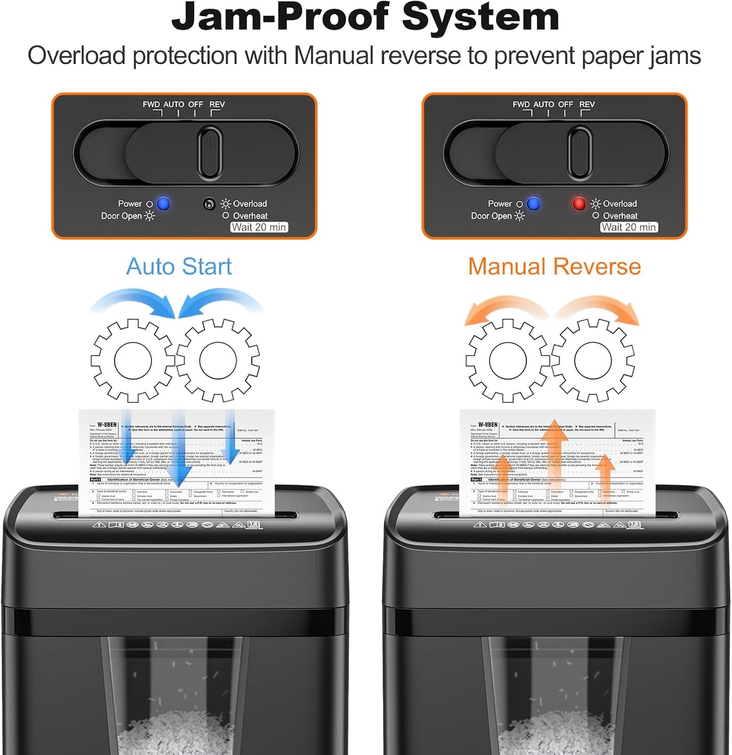Bonsaii 12-Sheet Micro-Cut Paper Shredders for Home Office, Heavy Duty Document Shredder with 5.5 Gallon Pullout Bin for CD/Credit Card/Staple, 30 Mins Continuous Run Time, P-4 High Security, C282-B