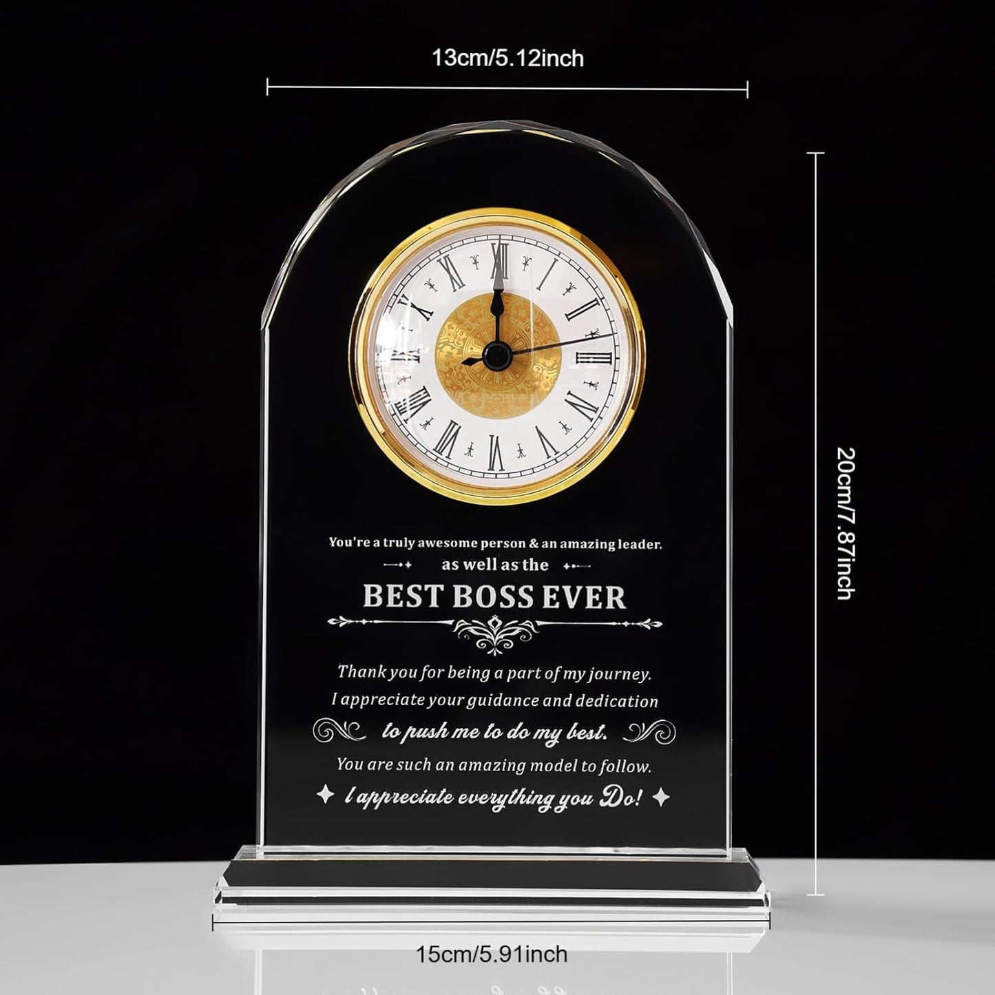 Elegant Glass Table Best Boss Gifts Appreciation Thank You Gifts Great Boss Day Birthday Ideas for Boss Office Farewell Gifts Retirement Birthday Gifts (Battery not Included) (Boss gifts)