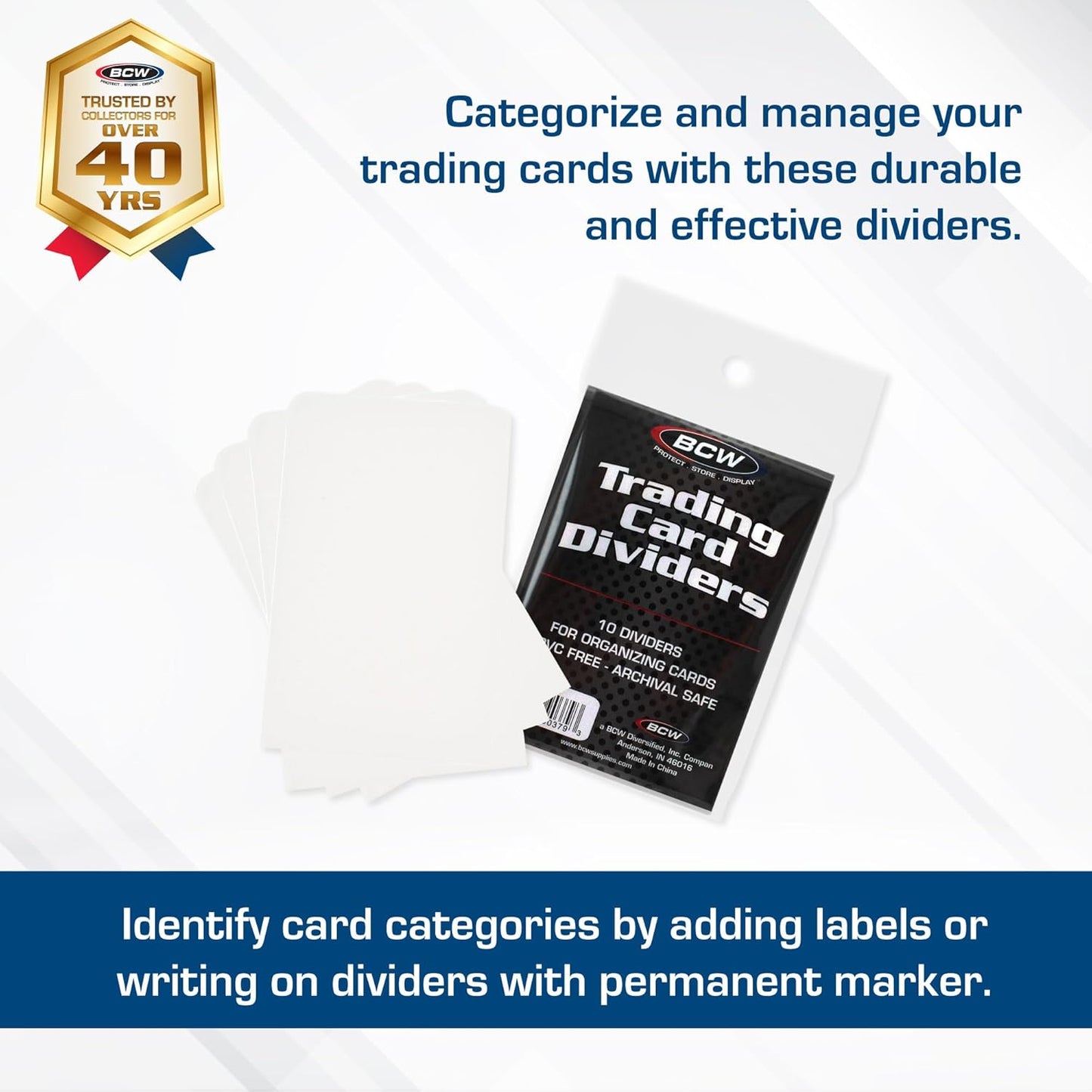 BCW Trading Card Dividers (30 Pack) | Archival Quality with Write-On Tabs | Fits 3200 & 5000 Super Monster Trading Card Storage Boxes