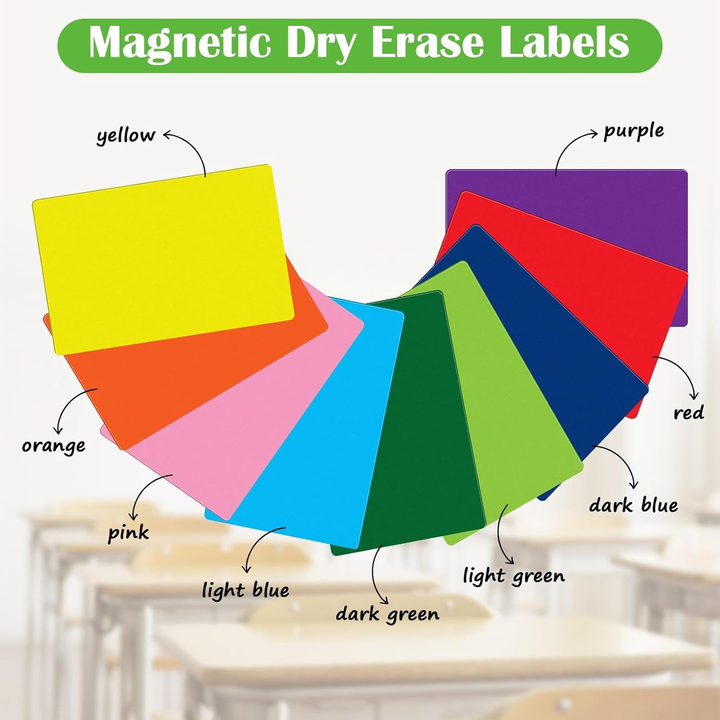 99 Pcs Magnetic Dry Erase Labels Reusable Name Magnets for Classroom Whiteboard 3 Sizes Colored Magnetic Blank Cards for Office Home Kitchen Fridge(Bright Colors)