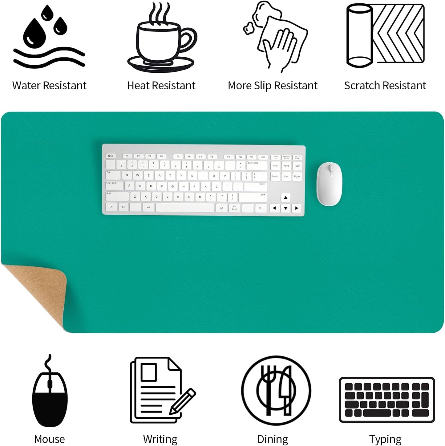 Bloss Green Desk Mat, Leather Desk Pad, Desk Matt for Desktop, Waterproof Desk Pad Mat, Computer Mat for Office Work/Home/Decor/Desk Protector/Cover(31.5 x 15.7 Inches)