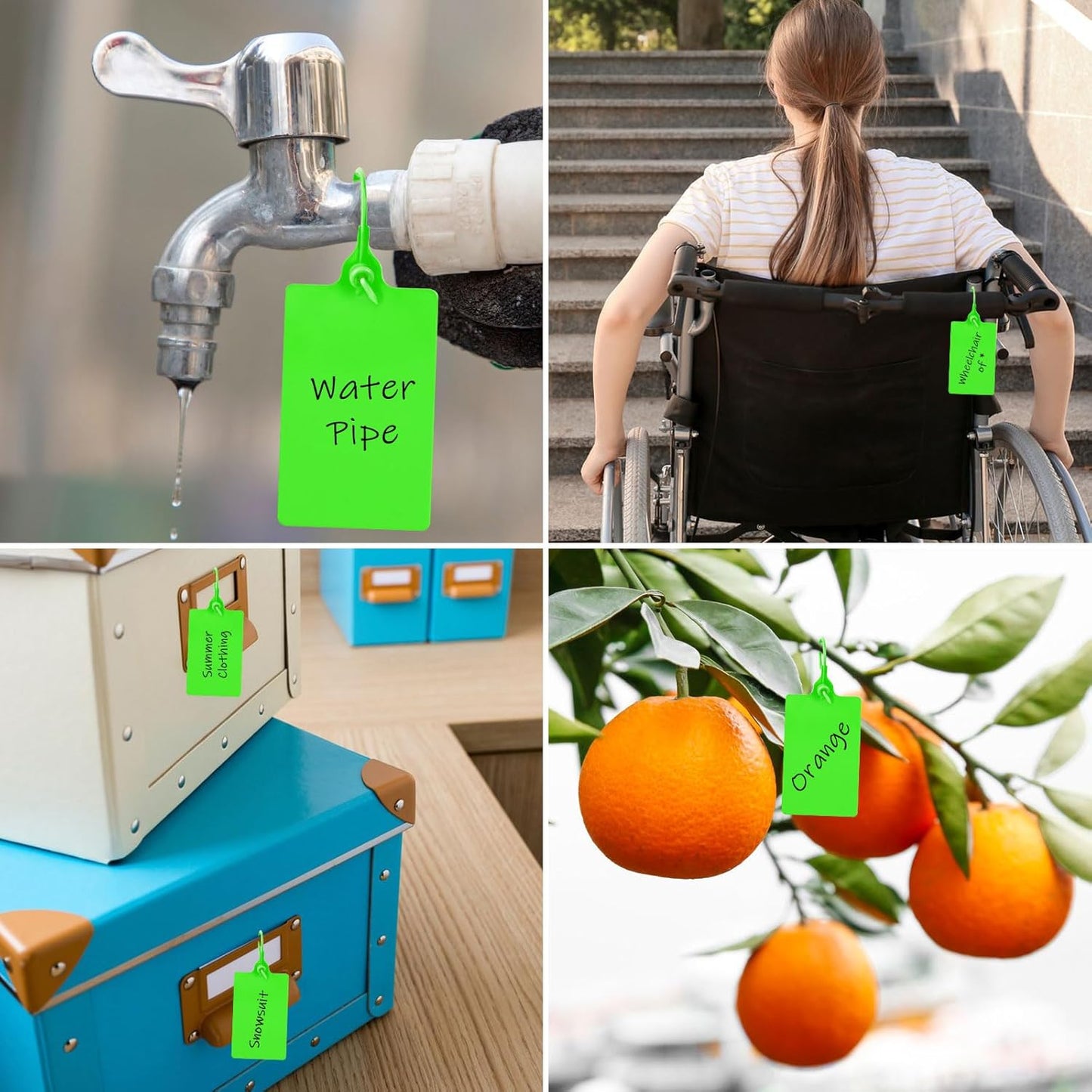 100 Plastic Tags Waterproof Tags for Labeling Shipping Tags Shipping Labels Security Tamper Seals Hanging Tags Writable Marker Ties Storage Tag with One Marker Pen (Green)