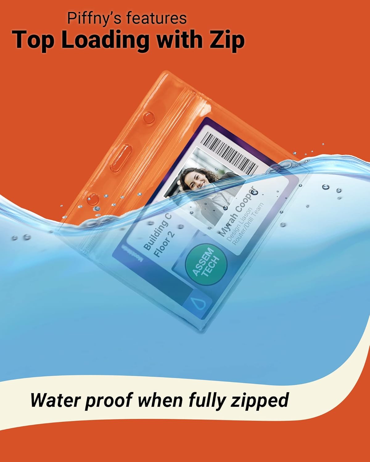 Clear ID Holder for Lanyard - ID Card Holder Waterproof (Inches, 3.5 x 2.25 Horizontal 100 Pack)