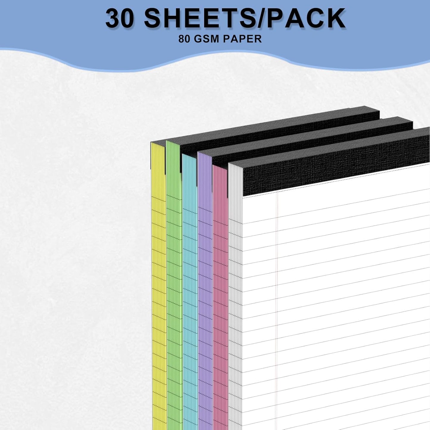 12pcs Small Note Pads, Color Notepads 5x8 College Ruled Notebook, Writing Pads 5 x 8, Legal Pads, Memo Pad Paper Perforate Narrow Ruled Notebooks for Work, School, Office,30 Sheets/Pack