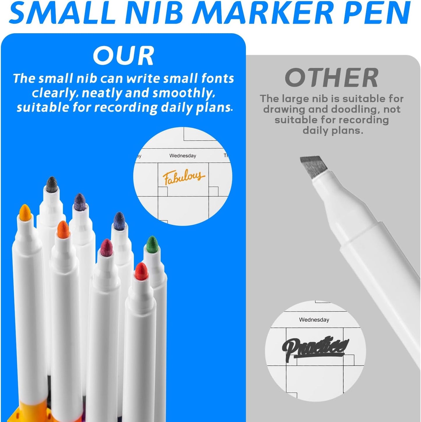 Dry Erase Calendar Whiteboard, 17" x 13" Magnetic Whiteboard Cork Board Combo, Reusable Monthly Planner with 8 Markers, Eraser, Magnets and Push Pins to Hang Dry Erase Board for Home, School - Gray