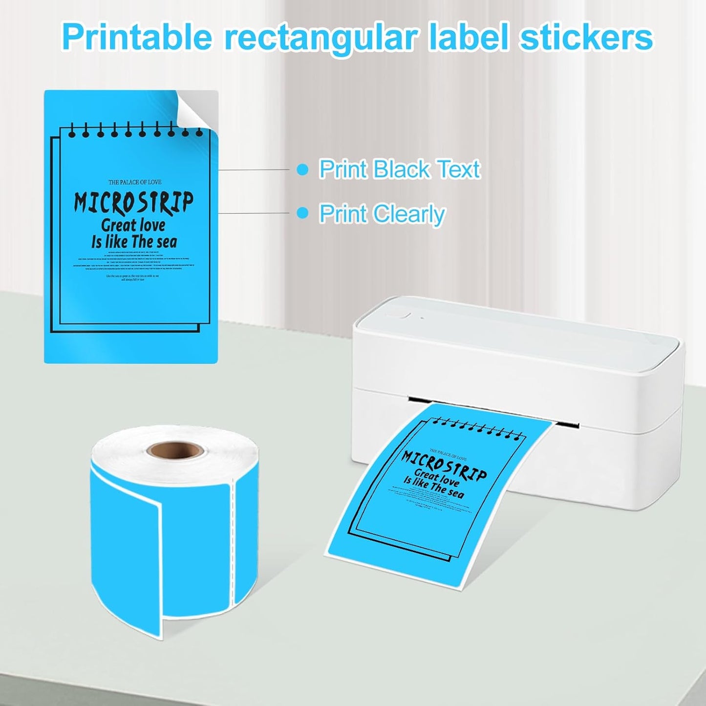 3 X 5 Inch Printable Waterproof Rectangle Color Coding Labels, 300 Per Roll Adhesive Color Coding Stickers for Bar-Codes, Address, Small Business Labeling, Inventory (Sky Blue)