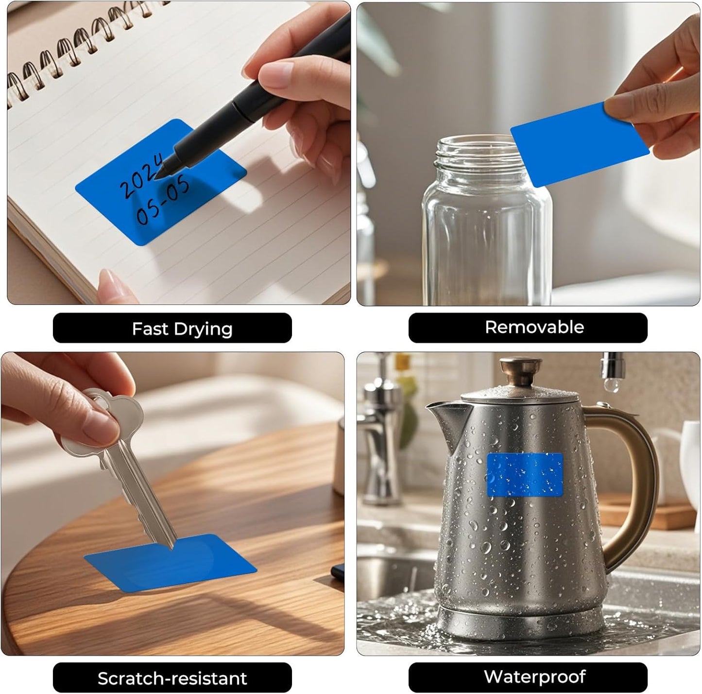 Colored Stickers 3×2 Inch Vinyl File Folder Sticker Blue Rectangle Removable Waterproof Color Coding Moving Label for Boxes Office Inventory Labeling 40 PCS