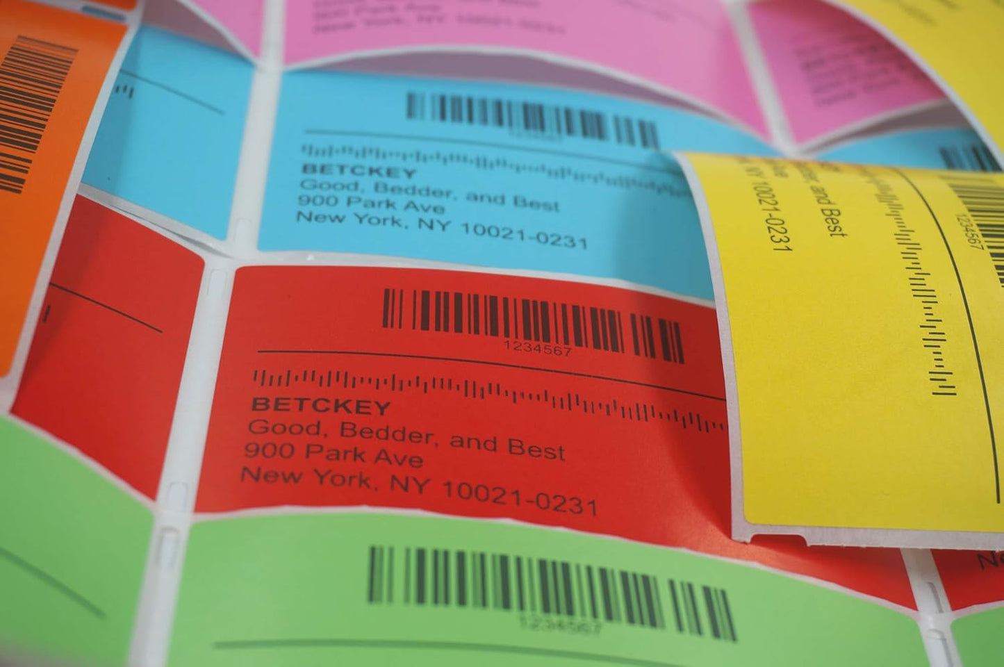 BETCKEY - 4" x 6" Shipping Labels Compatible with Zebra & Rollo Label Printer(not for dymo 4XL),Premium Adhesive & Perforated[Orange, 6 Rolls, 1500 Labels]