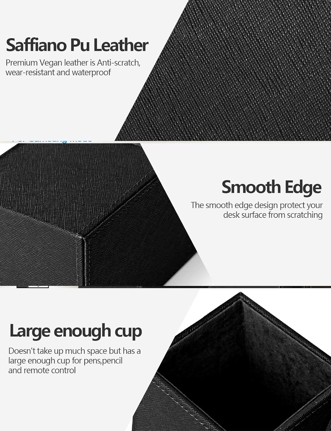 Desk Supplies Organizer, Multi-Functional Pencil Pen Holder with Wireless Charger, Desktop Stationery Organizer, Home Office Supply Storage Box Caddy (Black)