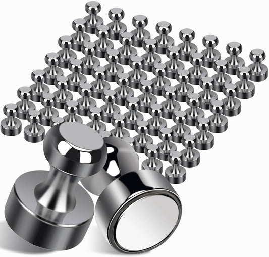 55Pcs Bright Black Fridge Magnets, Strong Refrigerator Magnets, Small Push Pin Magnets for Whiteboard, Decorative Whiteboard Magnet s for Classroom, Kitchen Accessories, Office and Map Magnet