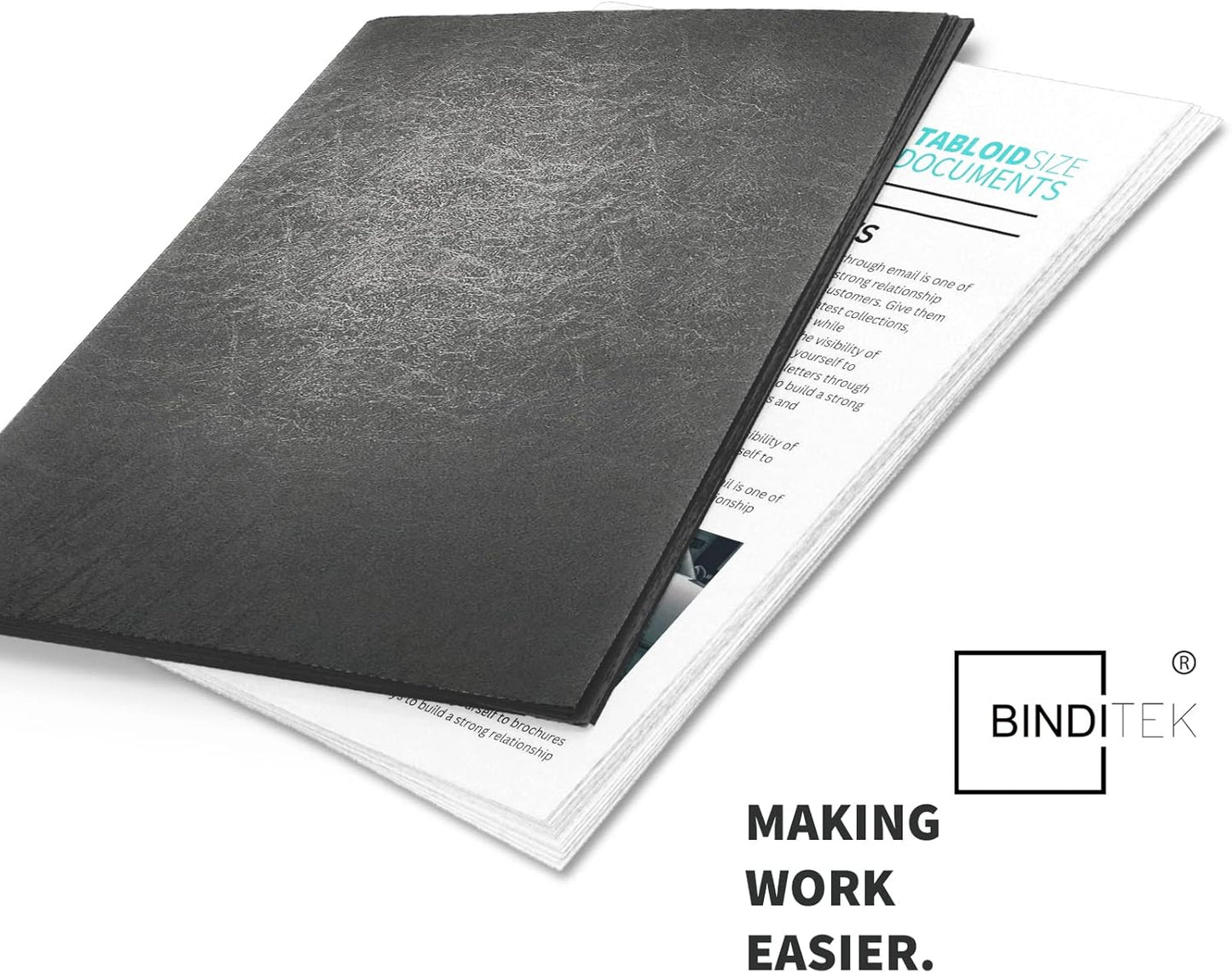 Binditek 20 Pack 16 Mil Leather-Textured Heavyduty Polycovers, 11 x 17" Tabloid Size, Binding Presentation Covers for Business Reports and Proposals, Black, Office Supplies