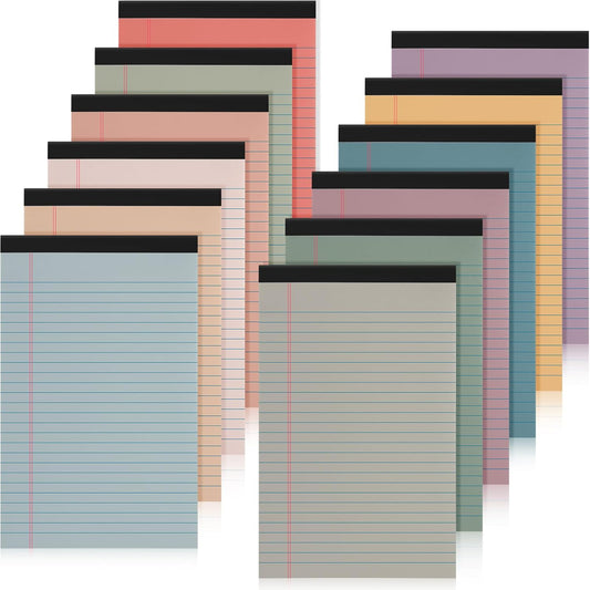Fuutreo 12 Pcs 5" x 8" Legal Pad Writing Notepads 50 Sheets Small Legal Pad Narrow Ruled Multiple Color Lined Paper for School College Office Supplies Work (Vintage Colors)