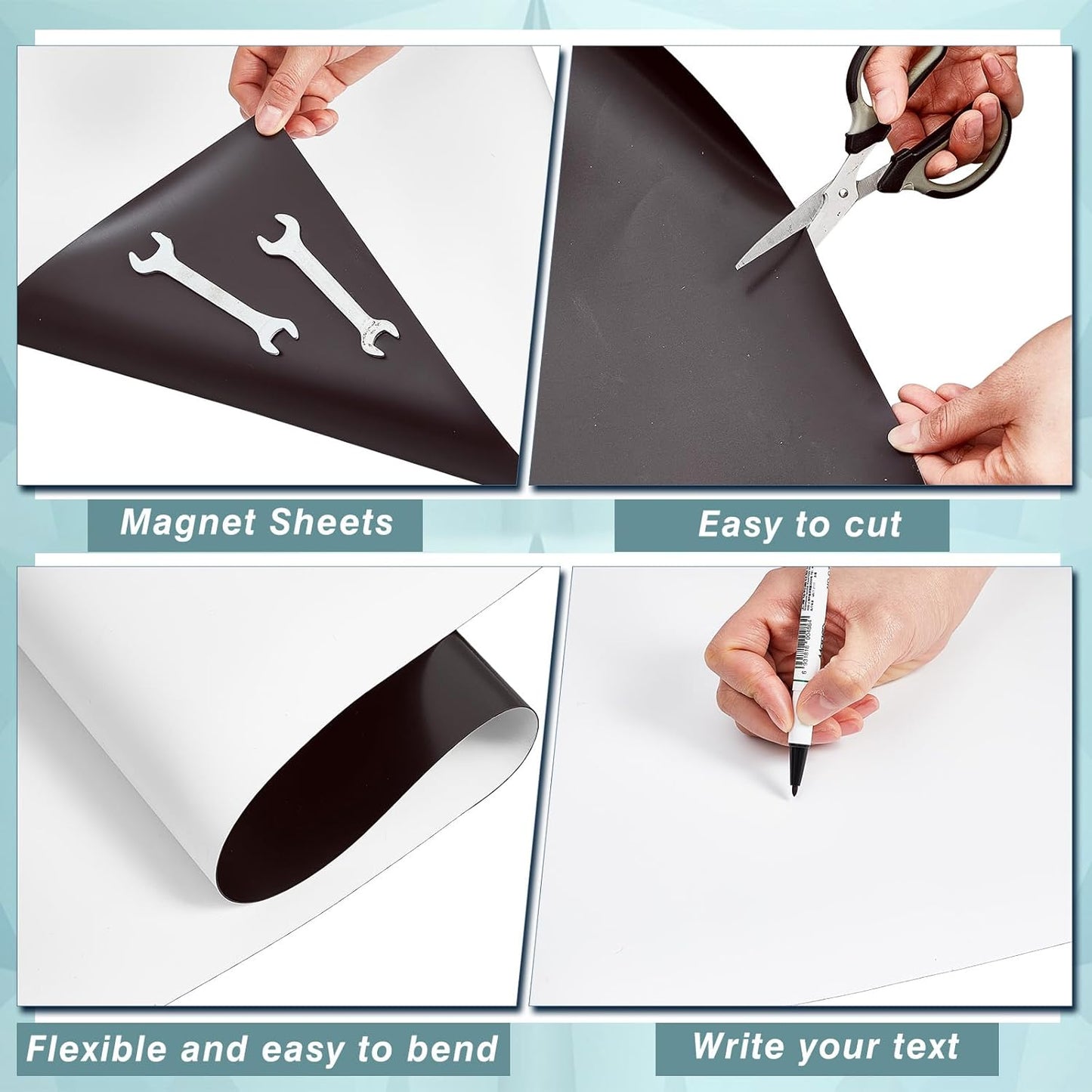 Amylove Blank White Surface Magnet Sheets 24 Inch x 25 Feet, 30 Mil Magnetic Roll Printable Flexible Vinyl Blank Magnetic Sign Sheet Safe for Vehicles DIY Craft Project