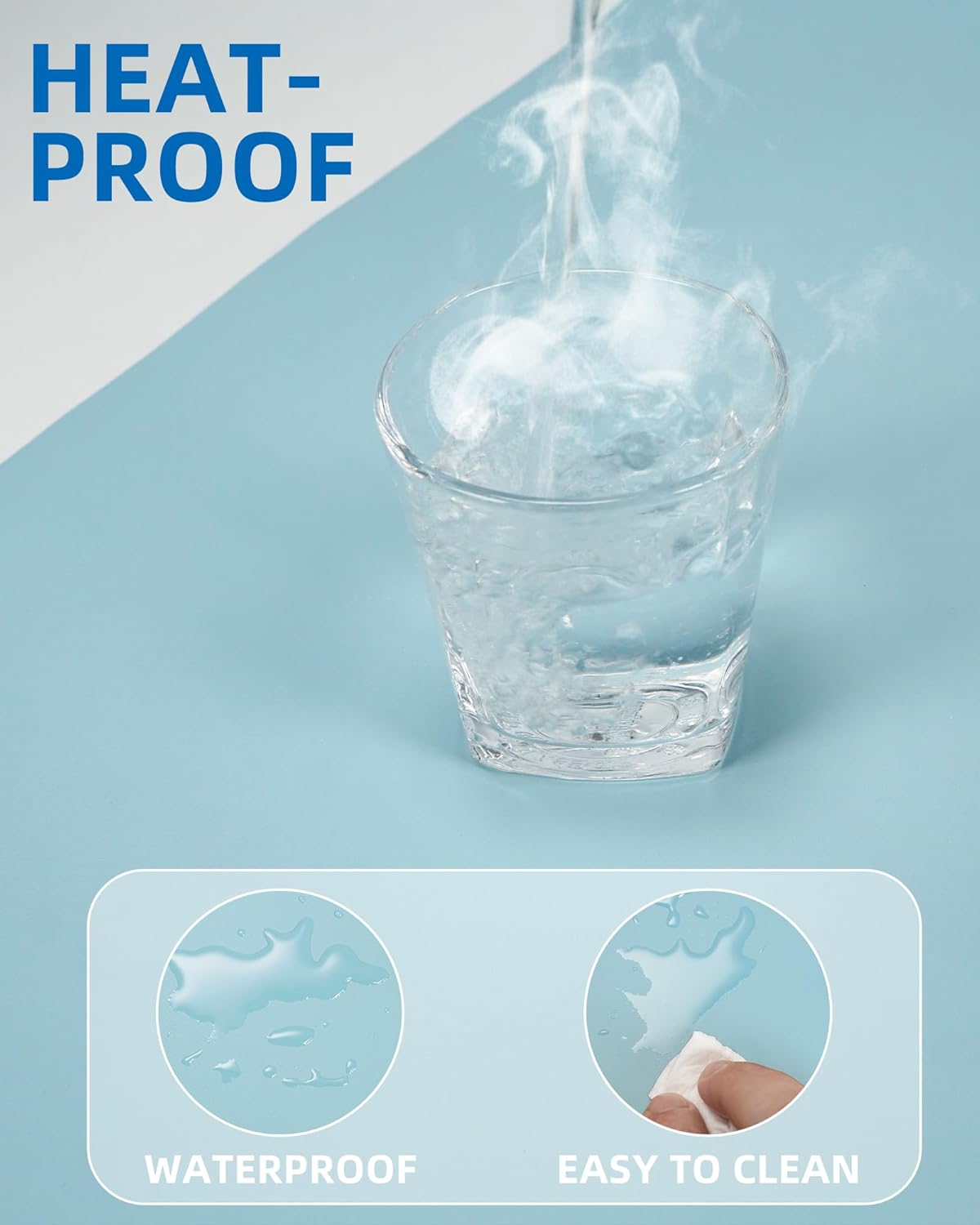 AFIING Leather Desk Pad Protector,Mouse Pad,Office Desk Mat, Non-Slip PU Leather Desk Blotter,Large Desk mat,Waterproof Keyboard mat for Office/Home/Decor (Light Blue,35"" x 17"")