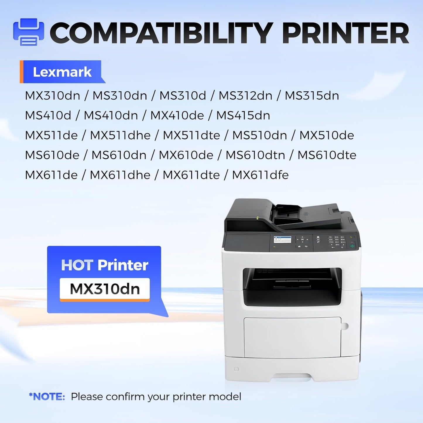50F0Z00 Imaging Unit (Not Toner)High Yield 1-Pack Replacement for Lexmark 50F0Z00 Drum Unit Compatible for Lexmark MX310 MS310 MS312 MS315 MX511 MS510 MX510 MS410 MX410 MS415 MS610 MX611 Laser Printer