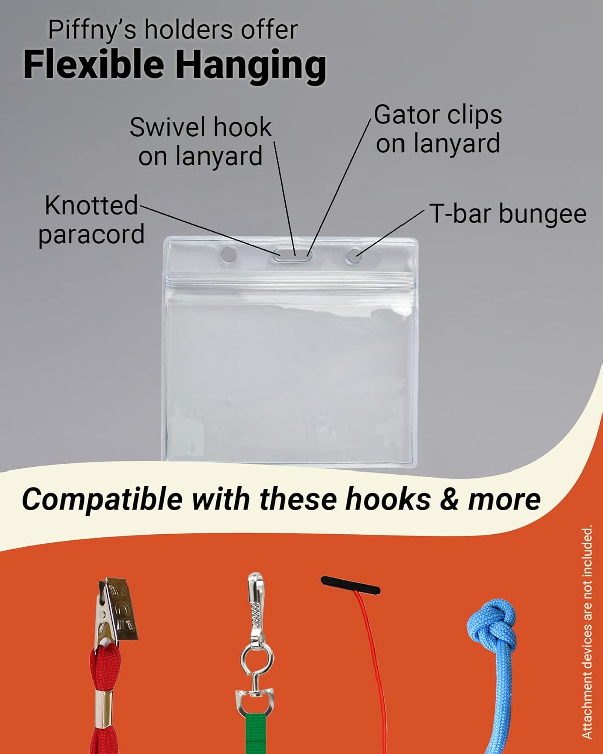 Clear ID Holder for Lanyard - ID Card Holder Waterproof (Inches, 3.5 x 2.25 Horizontal 100 Pack)