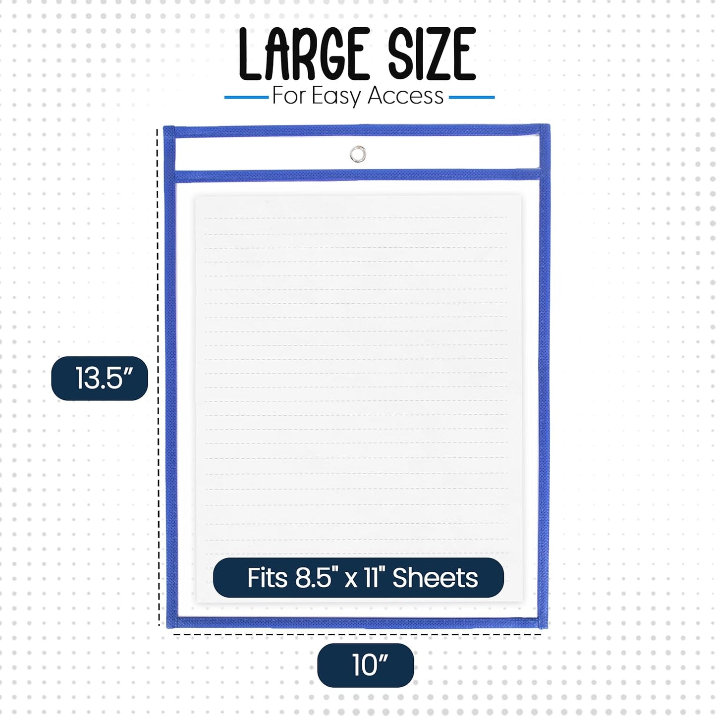 Essex Wares - 5 Pack, Blue, Job Ticket Holders, 10" Wide x 13.5" Tall - Clear Plastic Shop Ticket Holders - Easy to Use, Reusable & Easy Erase Plastic Invoice Holders, Water-Resistant & Durable