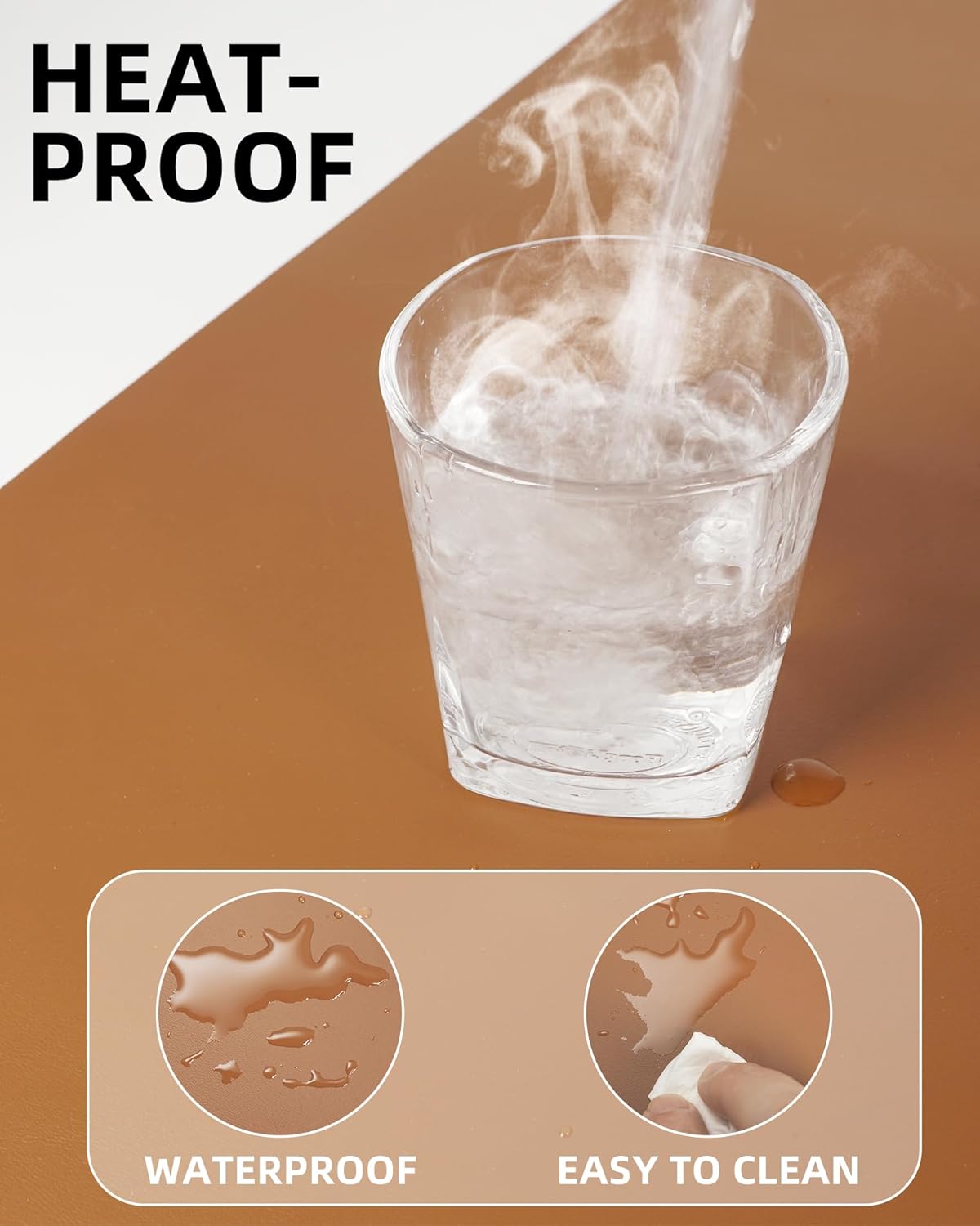 AFIING Leather Desk Pad Protector,Mouse Pad,Office Desk Mat, Non-Slip PU Leather Desk Blotter,Large desk mat,Waterproof Keyboard mat for Office/Home/Decor (Light Brown,48"" x 17"")