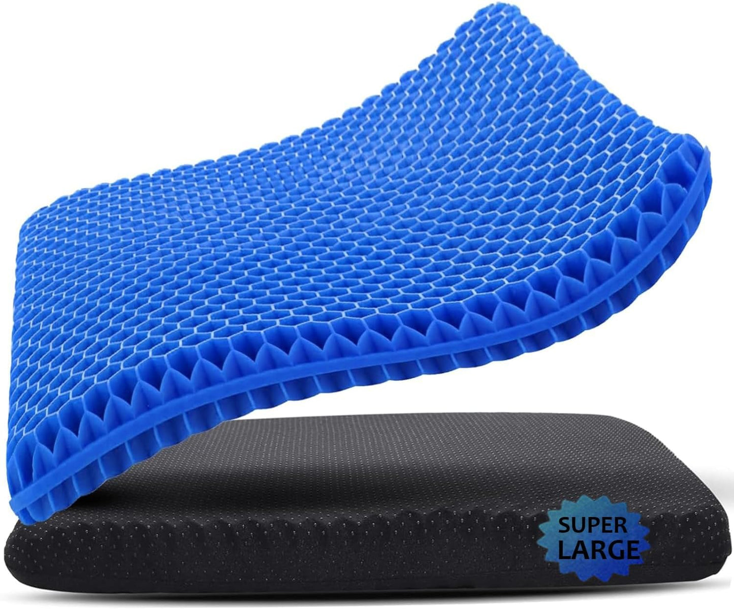 Gel Seat Cushion, 19x19inch Super Large Gel Cushion Pressure Pain Relief Seat Cushion for Long Sitting, Soft Breathable Gel Chair Pads for Home Office Wheelchair Car Seat (Blue)