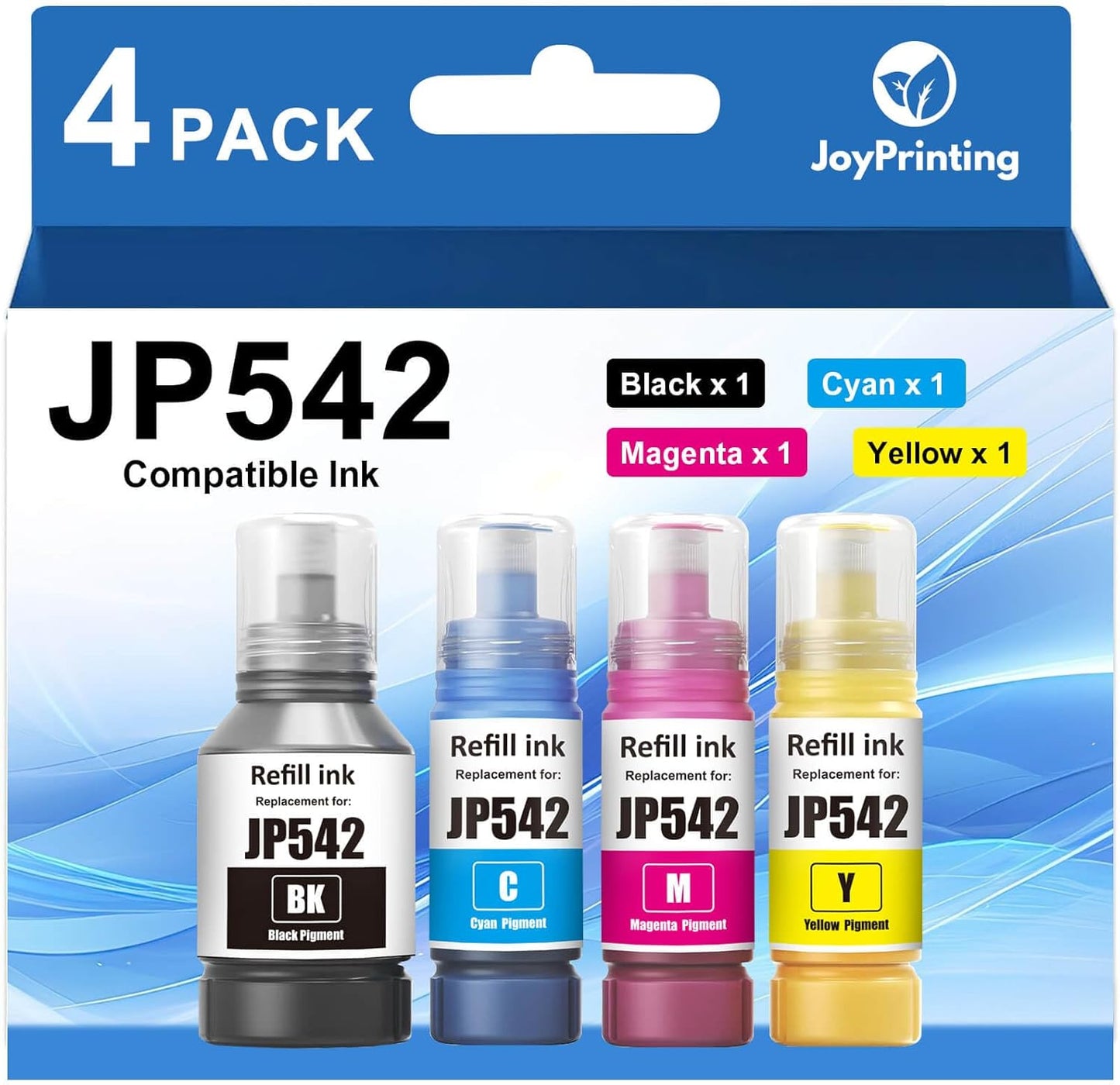 542 Ink Refill Bottles Compatible 542 Ink Bottles T542 Ink Use with ET-5800 ET-5850 ET-5880 ET-16600 ET-16650 ET-5150 ET-5170 ET-5180 ST-C8000 ST-C8090 (4 Pack, Pigment)