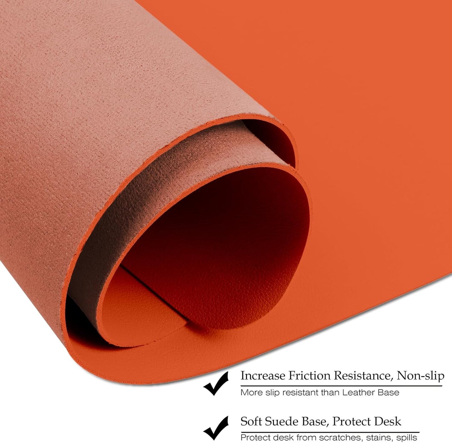 Boutilon Leather Desk Pad Protector,Non-Slip Mouse Pad,Laptop Desk Pad,Office Mouse Mat,Waterproof Leather Desk Blotter,Desk Writing Pad for Office and Home (XXXL-Orange H,47"x 24")