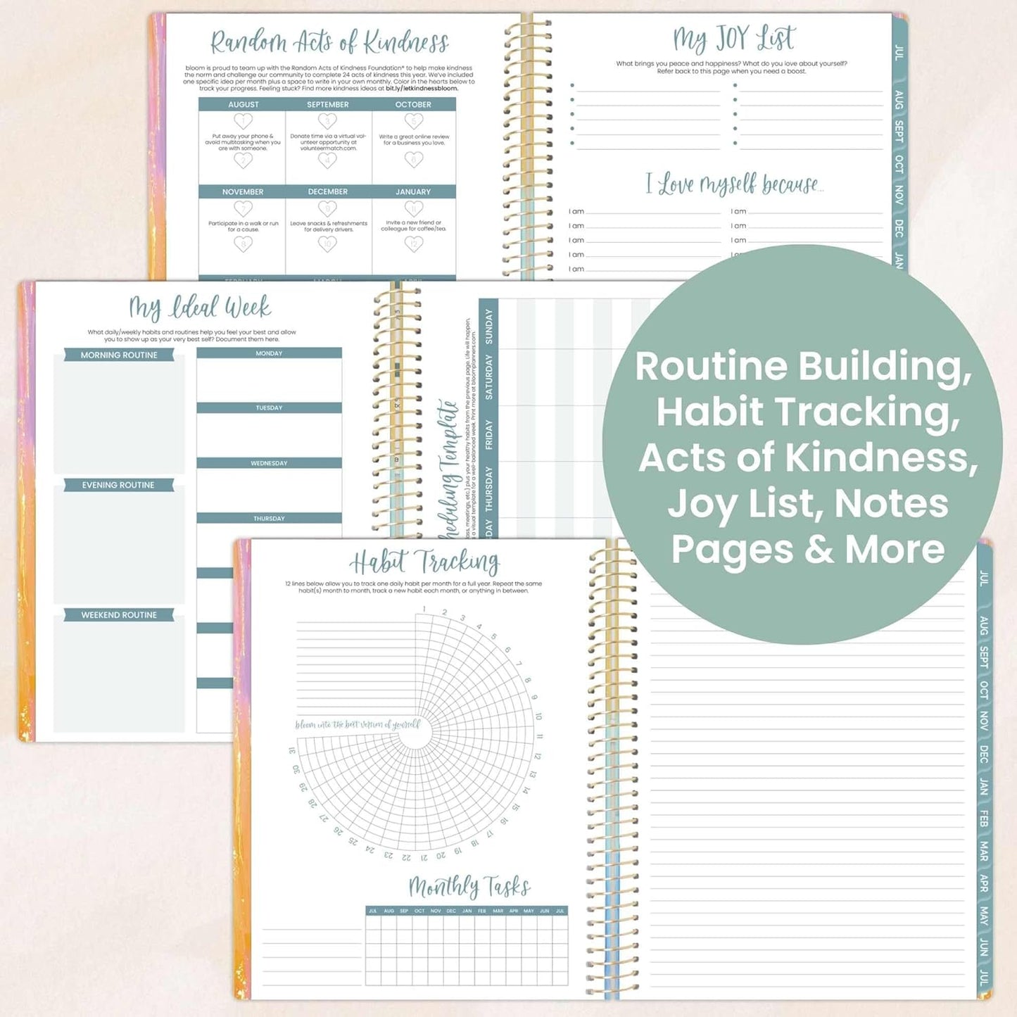 bloom daily planners 2025-2026 (8.5" x 11") Academic Year Daily Planner (July 2025 - July 2026) - Weekly & Monthly Dated Agenda Organizer with Stickers & Tabs - Creating A Life I Love