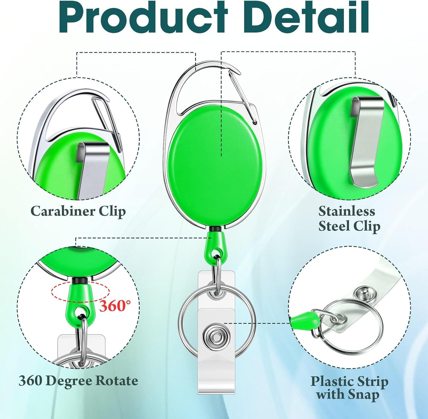 Honoson 30 Pcs Heavy Duty Retractable Badge Reels Batch ID Badge Holder Retractable Clip Bulk Key Holder with Ring for Office Worker Employee, Doctor Nurse Gifts (Cute Color)