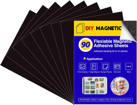 90 Pieces Picture Magnetic Adhesive Sheets (8" by 10"),8X10 Adhesive Magnet Sheets for Photo Frames,Self Sticky Magnets for Sticker