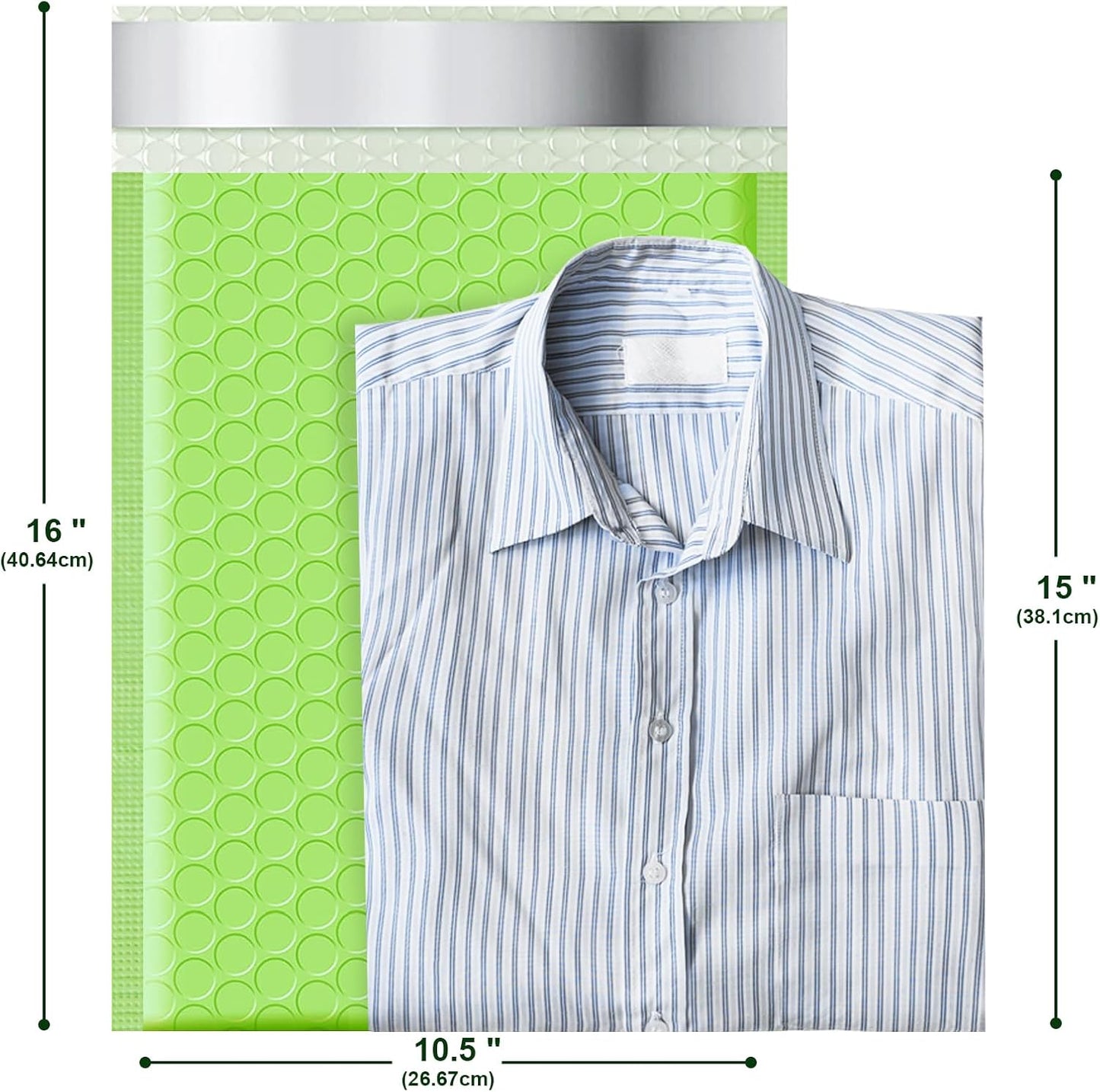 10.5x16 Poly Bubble Mailers #5 Padded Envelopes, 25Pcs Self Seal Mailing Envelopes Bubble Padded Mailers (Light Green)