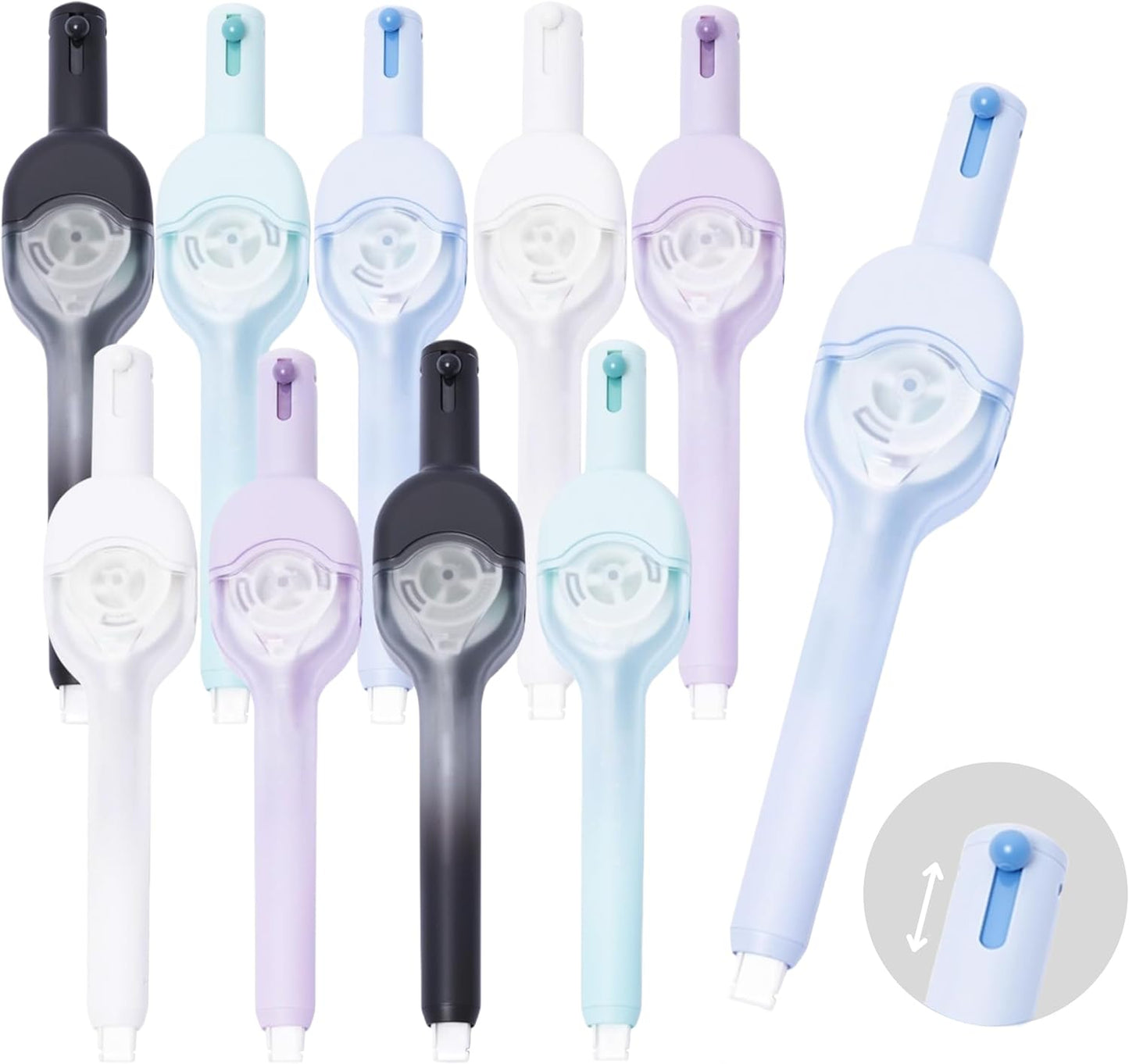 10 PCS Correction Tape Pens White-Out Applicator with Protective Cover, Smooth Ink Tape, Aesthetic Pen Design for School & Office Supplies (Push and Pull)
