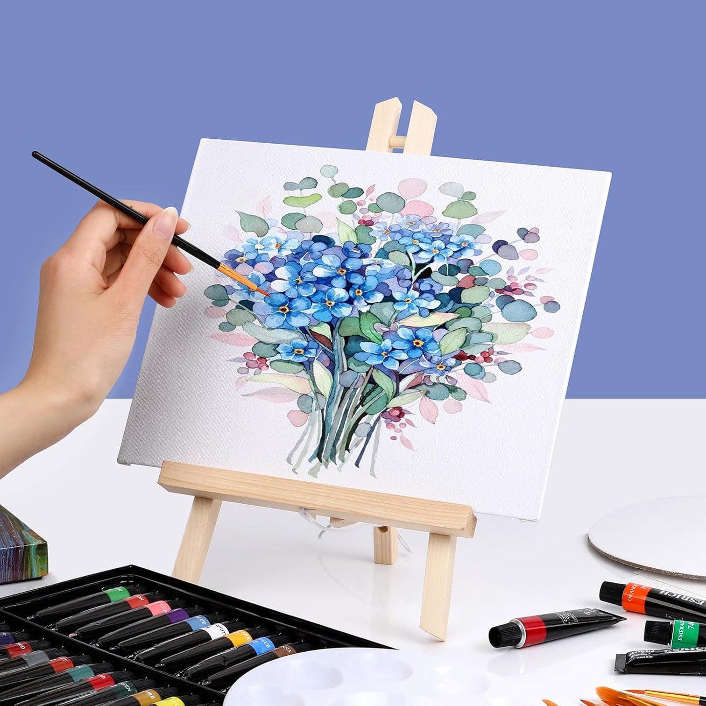 ESRICH 2 Pack 11.8" Wood Easels,Tabletop Easel for Painting,Painting Party, Displaying Canvases, Kids Student Table School Desktop, Portable Canvas Photo Picture Sign Holder