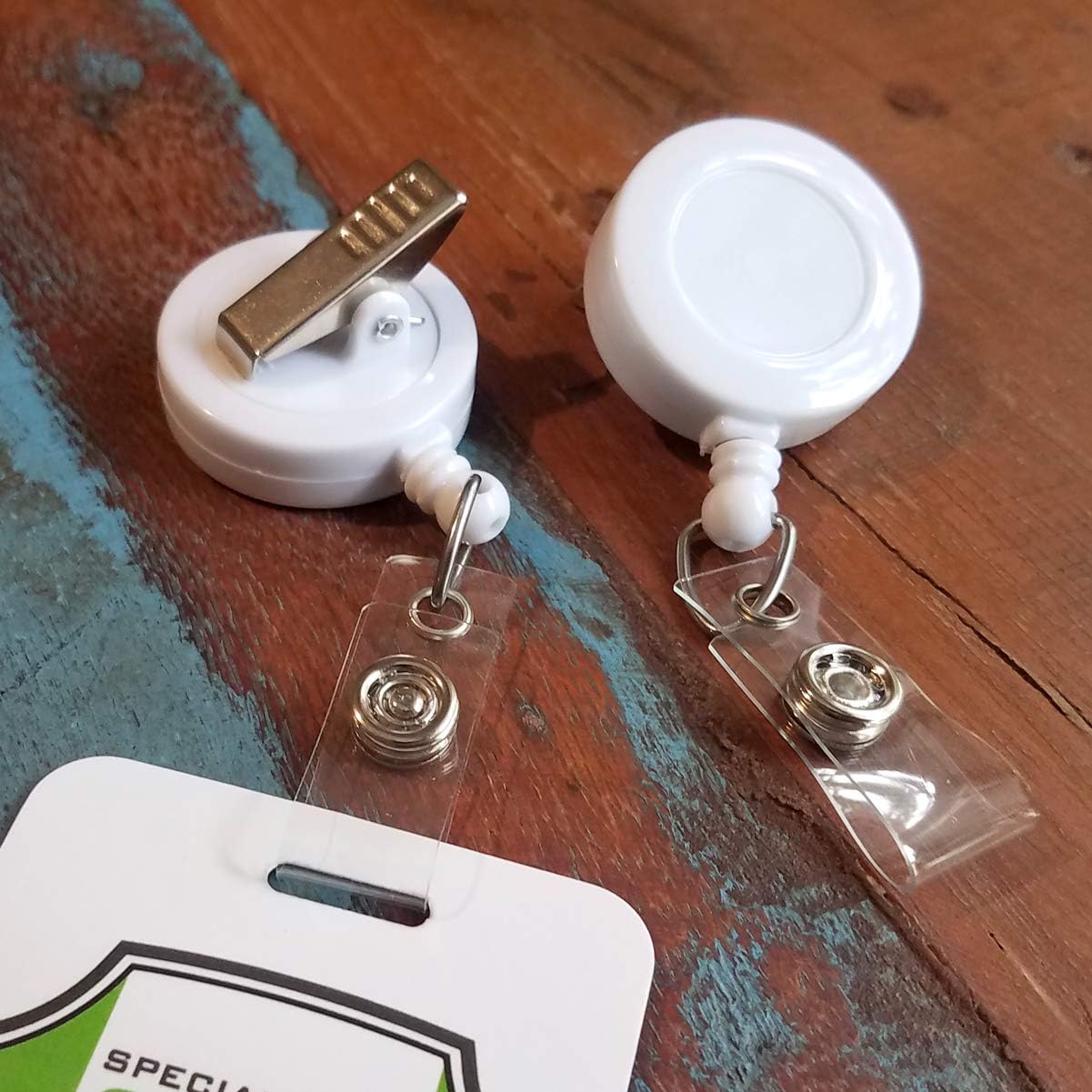 Bulk 100 Pack - Premium Retractable Badge Reels with Alligator Swivel Clip on Back by Specialist ID (White)