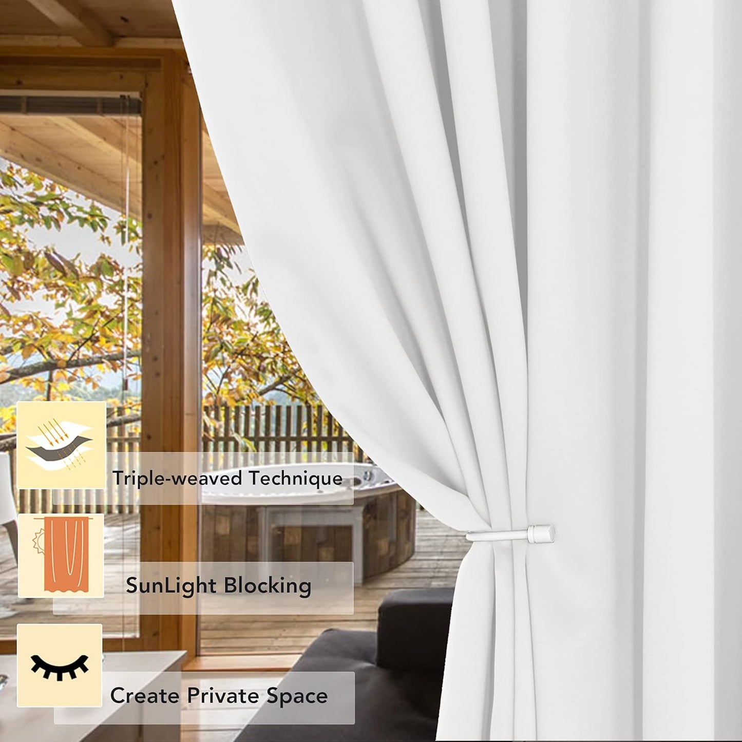 BONZER Room Divider Curtain Screen Partitions Total Privacy Wall Wide Blackout Curtains for Shared Room, 84L x 70W Inch (7L x 5.8W ft), 1 Panel, Greyish White