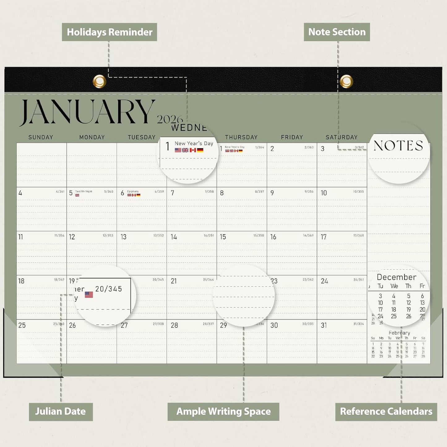 Desk Calendar 2025-2026, Runs Until December 2026 - Large Size 17" x 12" Desktop/Wall Monthly Calendar with To Do List, Personal Desk Calendar Planner for Home, School, Office