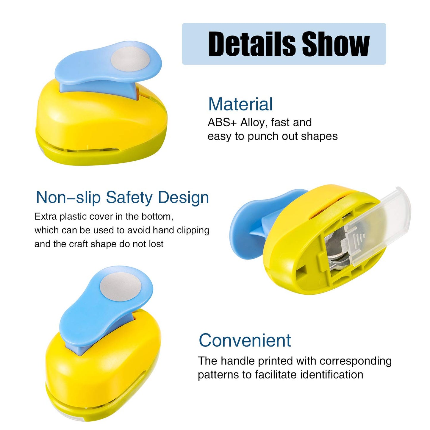 CHENGU 16 Pcs Craft Holes Punch Paper Punchers Scrapbook Punches with Craft Sticker Paper, Round, Star, Square, Heart, Flower, Wave Circle Shape(1 Inch,Multiple Styles)