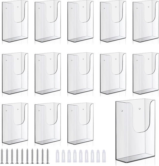 Blulu 20 Pcs Acrylic Brochure Holder Wall Mount, 4 x 6 Inches Clear Flyer Holder Rack, Plastic Pamphlet Stand with Nails for Magazine, Booklet, Card, Bookmark Display, Home Office and Church Supplies