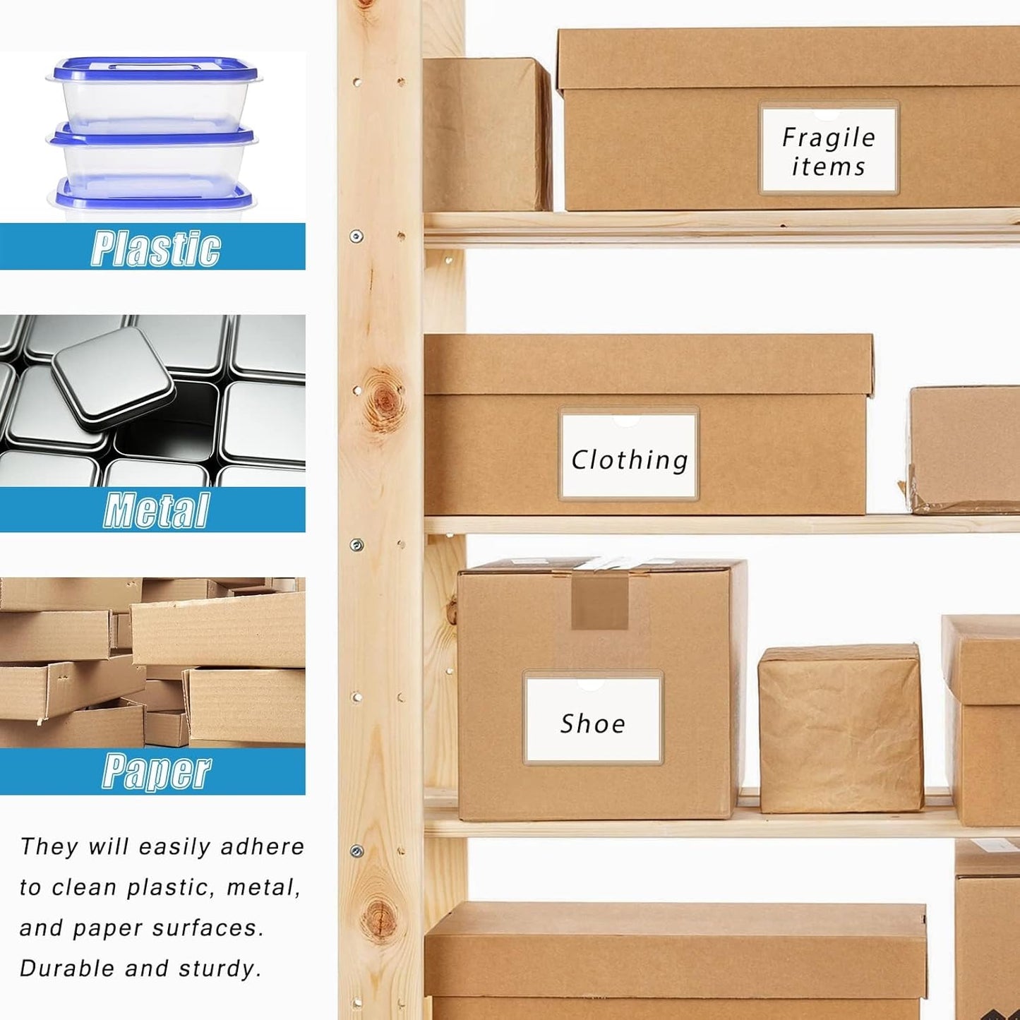 Crystal Clear Self-Adhesive Business Card Pockets and Top Open Library Card Pockets - Ideal for Organizing and Protecting Cards, Photos, and Labels. Includes 100 Pieces